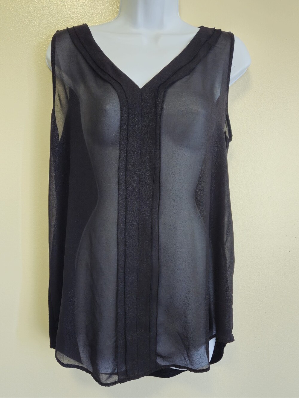 Joe Fresh Sheer Metallic V-Neck Sleeveless Tank Blouse Summer Edgy Women Med